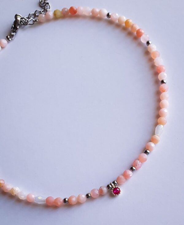 Pink Opal Gemstone Anklet