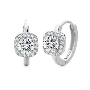 925 Sterling Silver Moissanites Halo Hoop