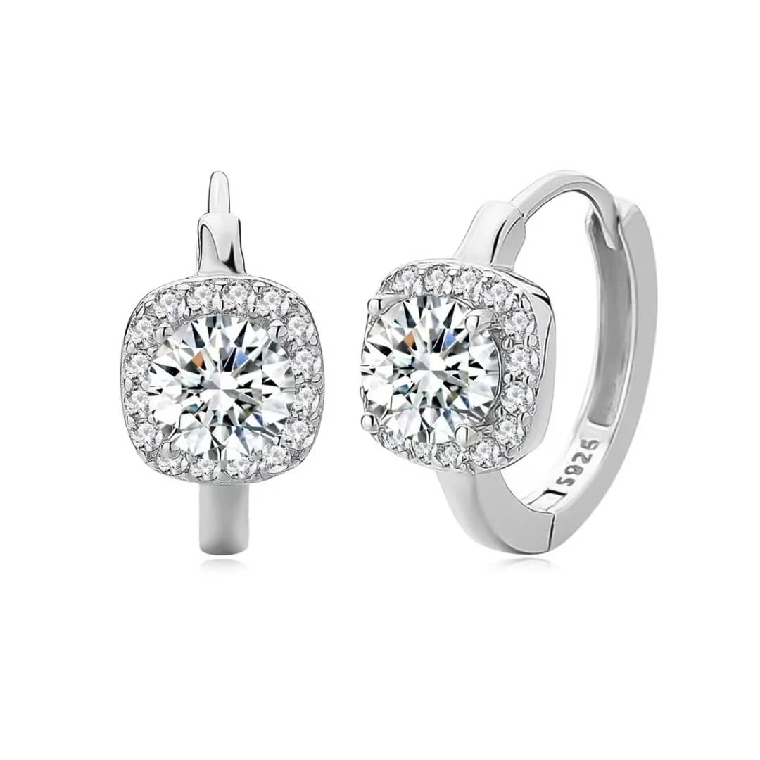 925 Sterling Silver Moissanites Halo Hoop