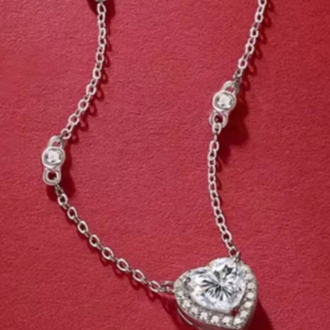 925 Sterling Moissanite Heart Necklace