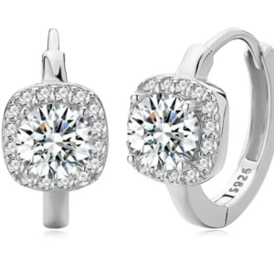 925 Sterling Silver Moissanites Halo Hoop