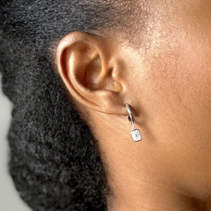 925 Sterling Silver Moissanite Emerald Earrings