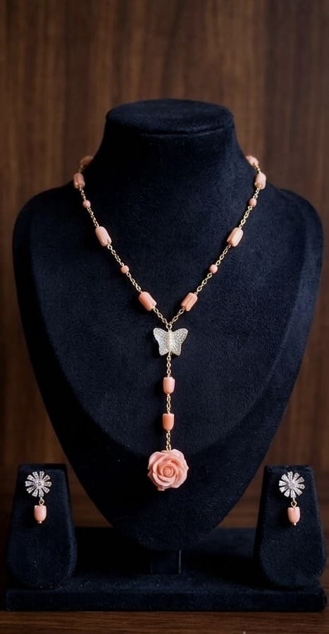 Elara Rose Necklace & Earrings - Image 2